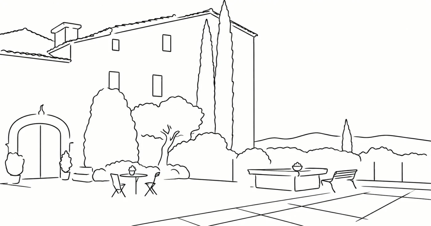 Il·lustració de la masia on se celebra la boda